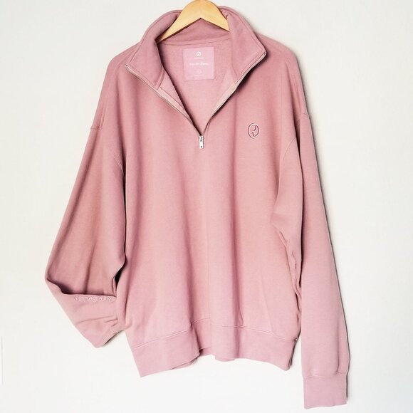 Rare Beauty Everyday Quarter Zip Sweatshirt Pullover Fleece Cozy XL Dusty Rose - Picture 15 of 16